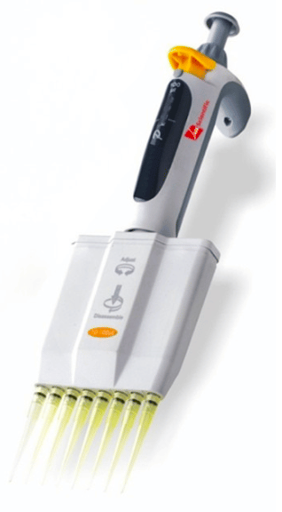 P Series Variable Volume 8 Channel Micropipette (121 °C autoclavable)