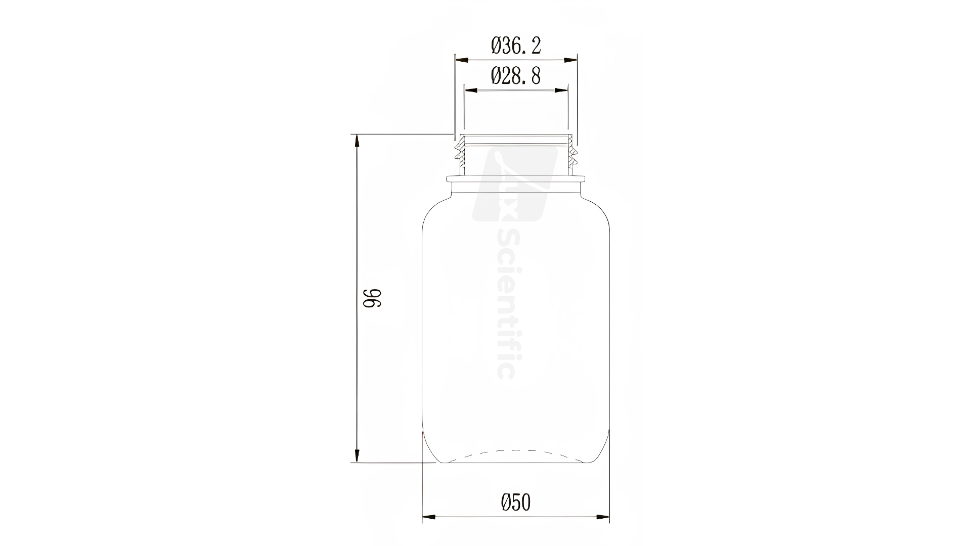 Wide Mouth Reagent Bottle 125 mL - Image 2